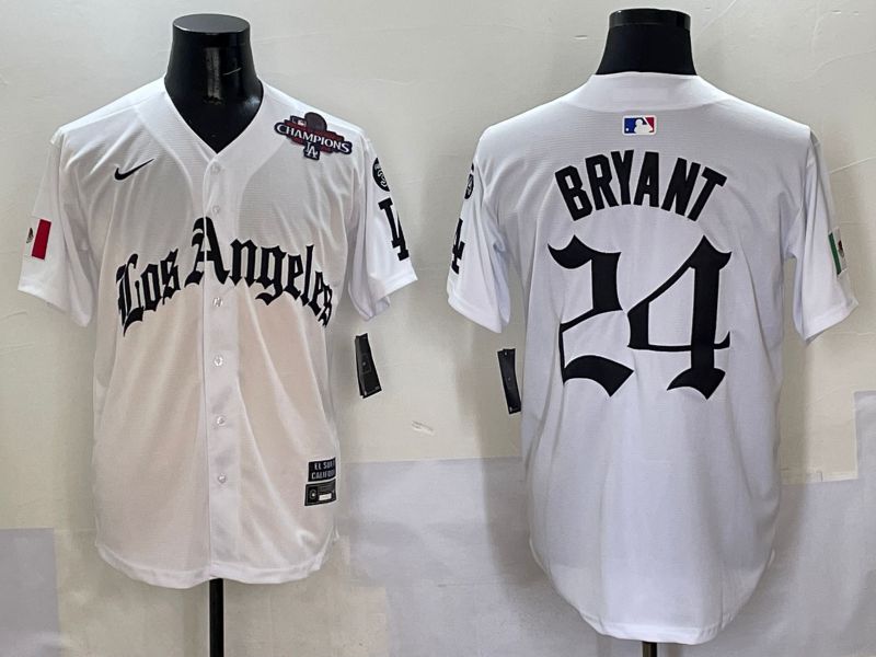 Men Los Angeles Dodgers #24 Bryant White Five generations Joint Name 2025 Nike MLB Jersey style 11